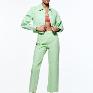 ZARA 2pcs Cropped Denim Jacket + Straight Cropped Jeans Coord Set BNWT